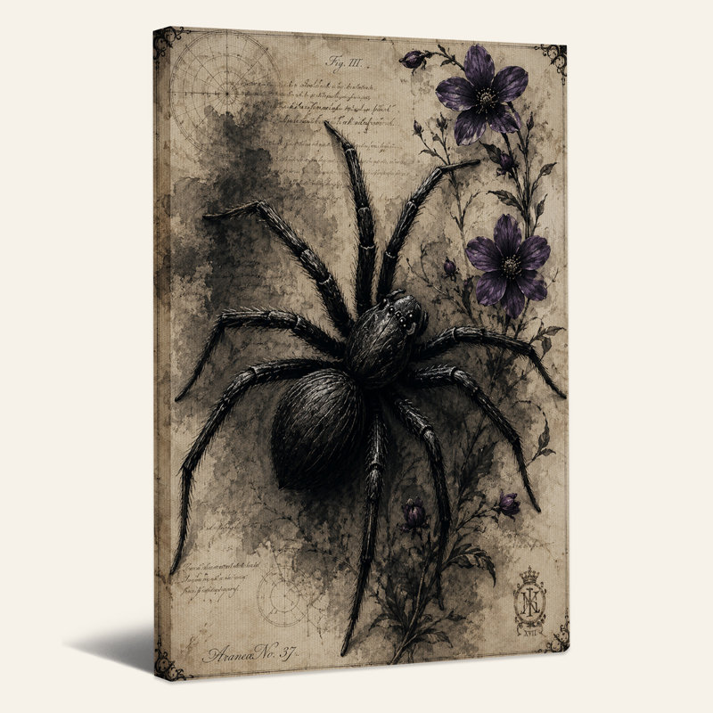 Art mural rétro sur toile araignée noire et Halloween, H 40 po x l 28 po