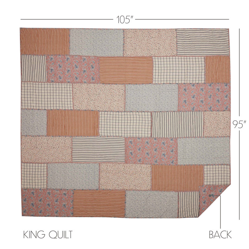 Kaila King Size Patchwork Cotton Linen Quilt in Multicolor