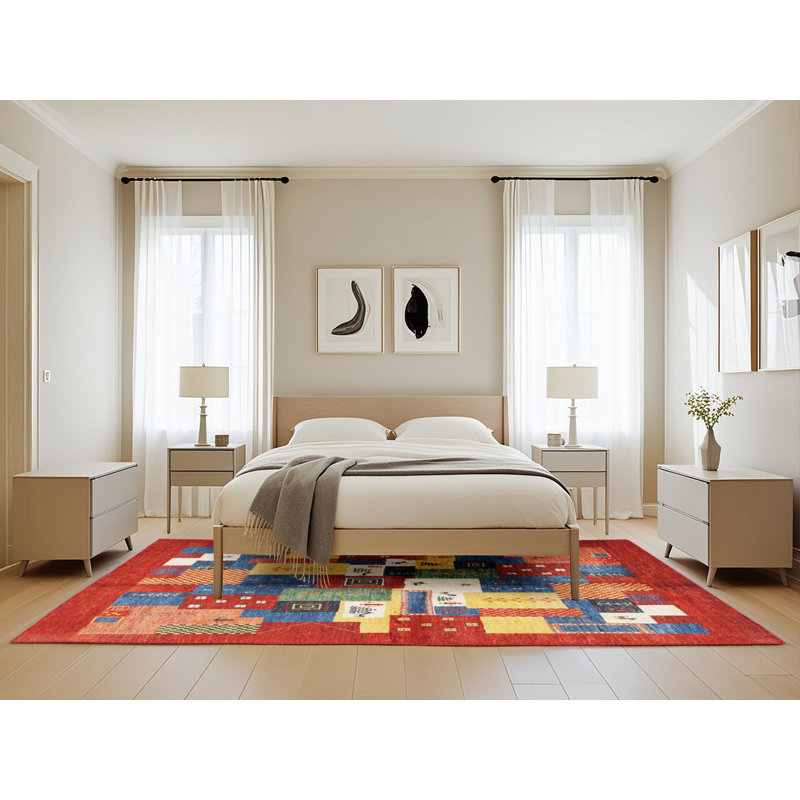 Tapis brun/vert/gris zone contemporaine, Rectangle 5 pi x 8 pi