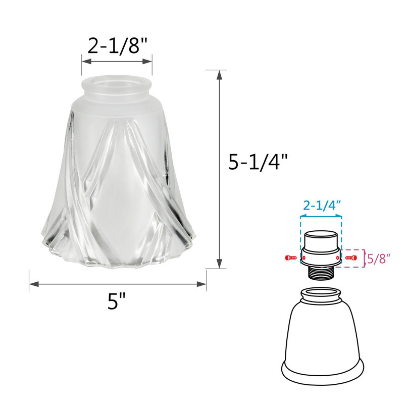 Abat-jour de ventilateur de plafond cloche en verre H 5,25 po x l 5 po (vissé) transparent