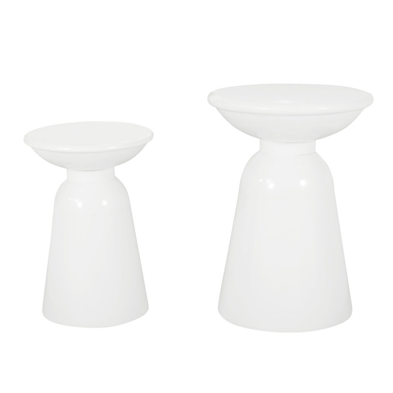 Metal S/2 End Table, White