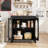 Black Modern Sideboard Buffet Cabinet With Glass Doors