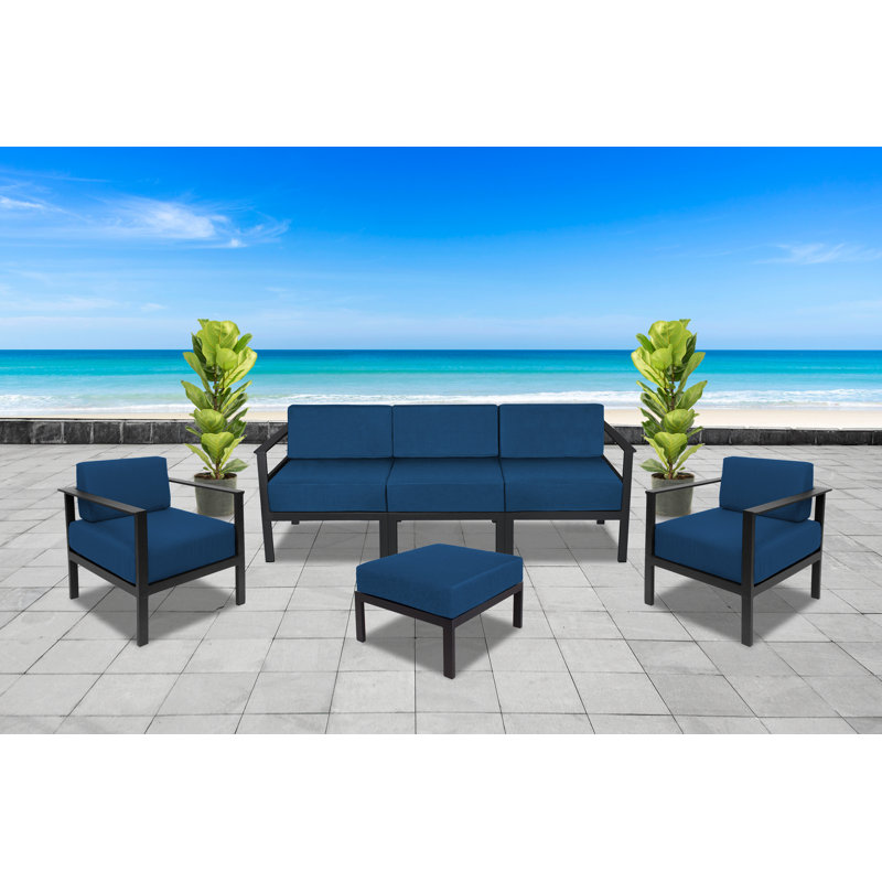 Canapé central sans accoudoirs Belmar, Bleu foncé
