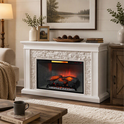 Foyer électrique infrarouge encastré de 84 cm (33 po), panneau de chauffage tactile avec flammes réalistes en 4 couleurs