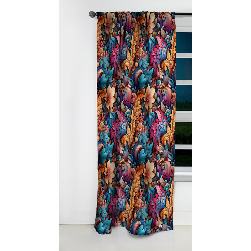 Motif cachemire rétro - motif floral cachemire - 1 panneau, L 52 po x L 90 po
