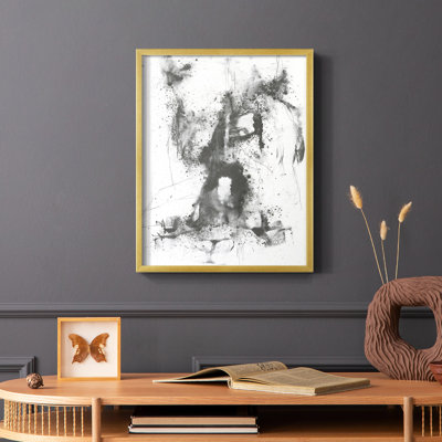 Graphite abstrait II, reproduction encadrée - bois massif