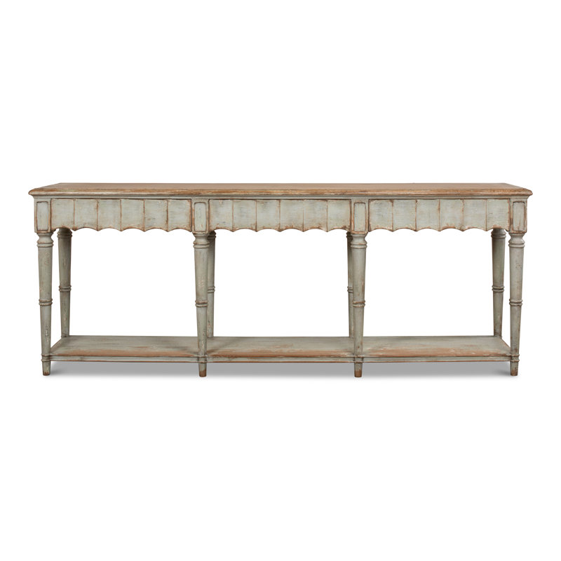 Chantal 93'' W Solid Wood Console Table, Natural Pine/Sage
