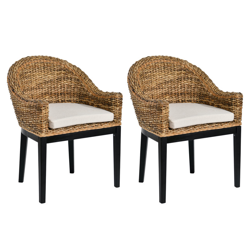 Chaise d'appoint rembourrée en rotin naturel