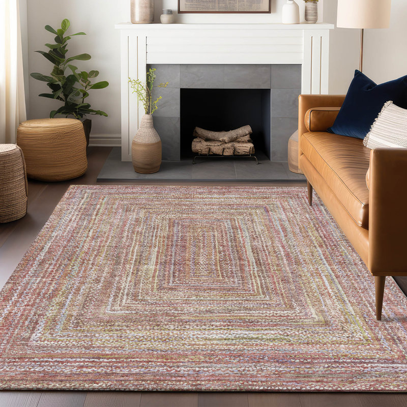 Tapis paprika Xhevrie intérieur / extérieur lavable à la machine, Rectangle 2 pi 6 po x 3 pi 10 po