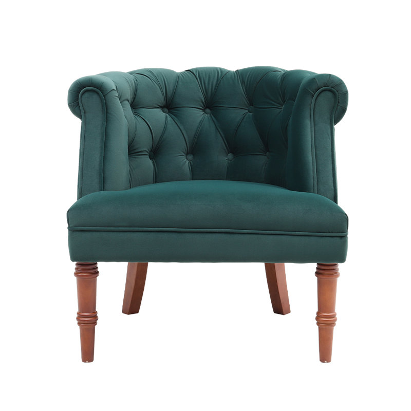 Derren Upholstered Chesterfield Chair, Green Velvet