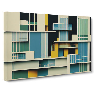 Modern Bauhaus Architecture Abstract - Wrapped Canvas