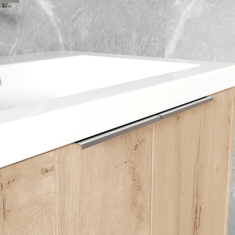 Meuble-lavabo autoportant avec lavabo en résine et portes d'armoire à fermeture en douceur