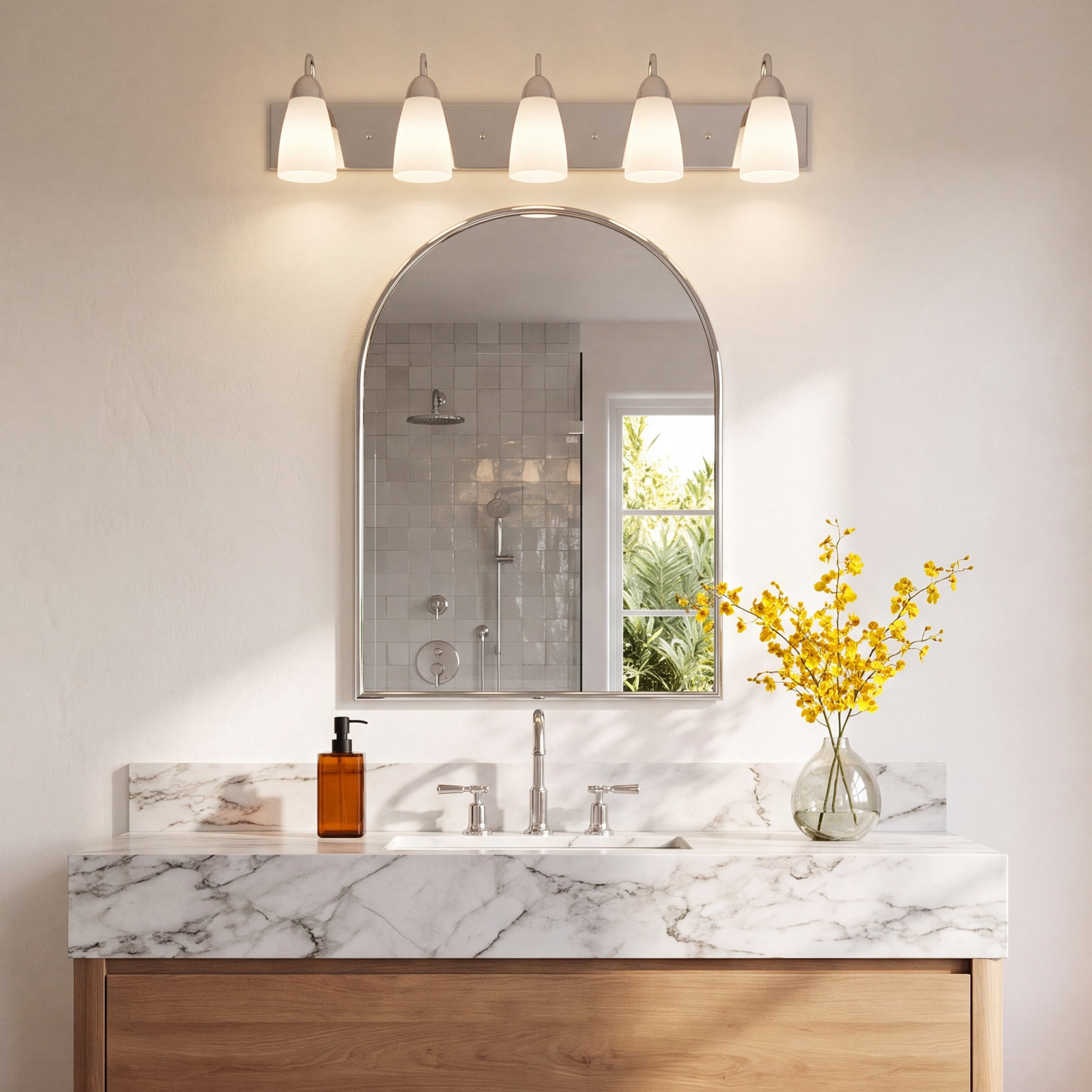 5-Light Dimmable Vanity Light, Brushed Nickel, No