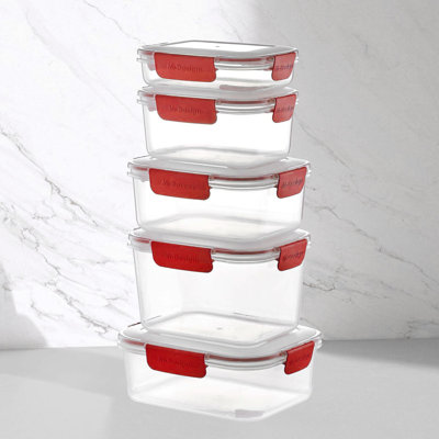 Plastic Airtight Seal Clip Lock Lid 5 Container Food Storage Set