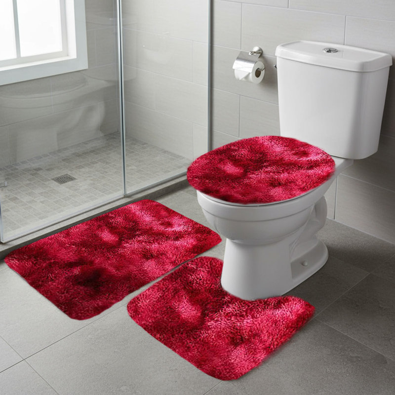 Ensemble de 3 tapis de salle de bain d'hiver pour 3 pièces de tapis de salle de bain de couleur mélangée à épaississement hivernal absorbant l'eau douce antidérapante lavable facile à sécher foncé