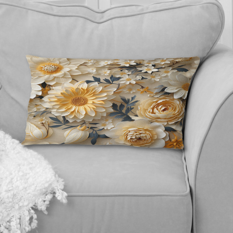 Crème délicate dentelle fleur botanique III - coussin à imprimé floral