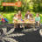9x12 Reversible Outdoor Rug with Coconut Leaf Pattern, Waterproof & UV-Resistant Plastic Straw Patio Mat, Portable Foldable Area Rug for Deck, Beach, Camping and RV, Black & Brown-779734620