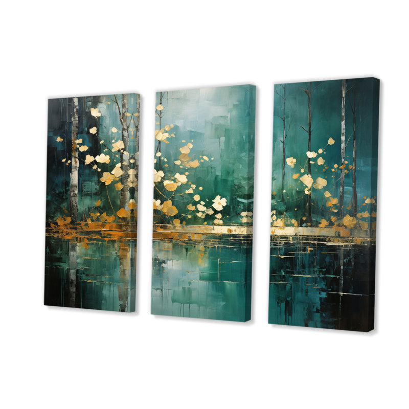«Bold Forest Emerald Canopy II», reproduction sur toile 3 pièces, H 40 po x l 60 po