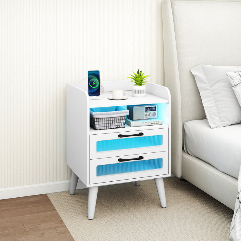 45cm W Manufactured Wood Bedside Table