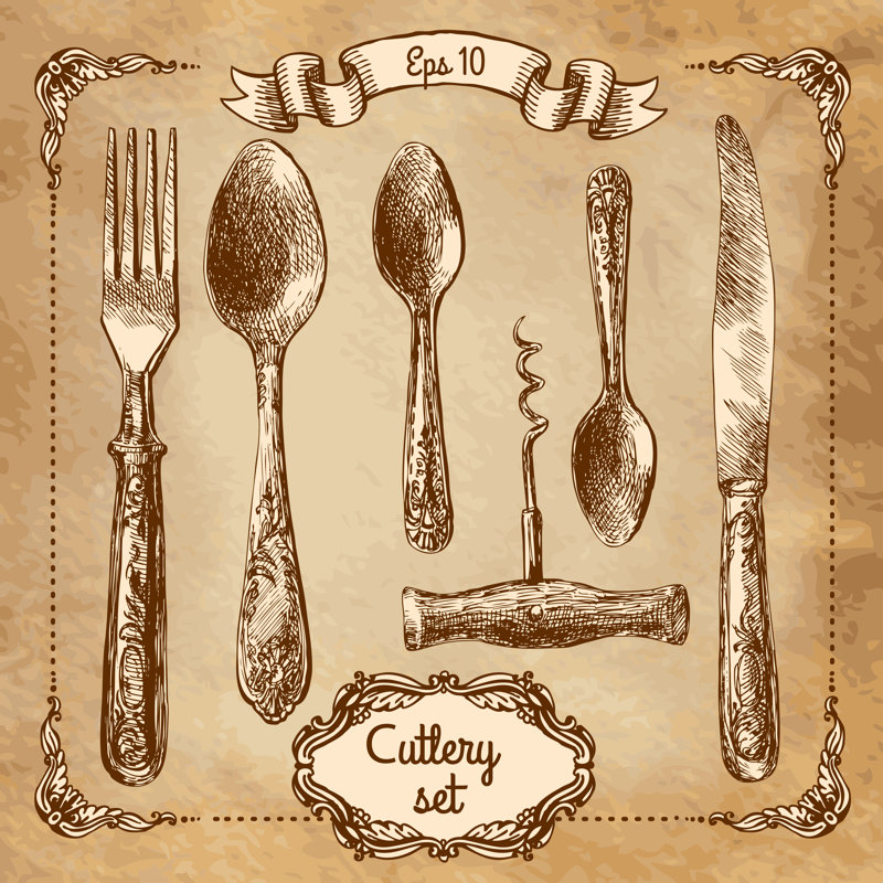 Cutlery by Margarita_Tkachenko - Wrapped Canvas Print, 30cm H x 30cm W x 3.8cm D