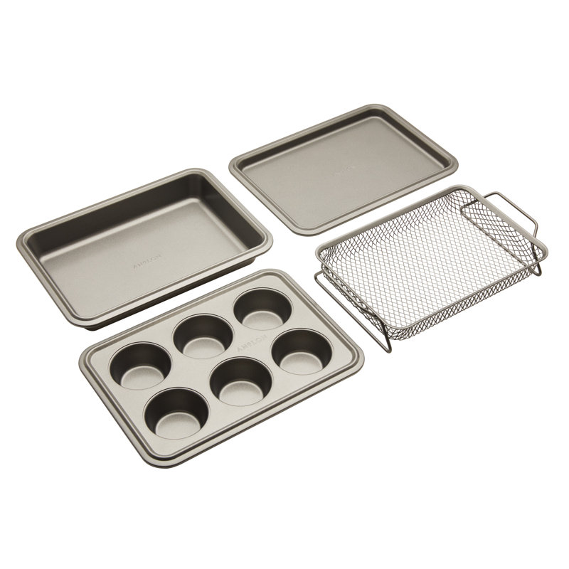 Anolon Advanced Nonstick Toaster Oven Pan Set, 4 Piece, Gray