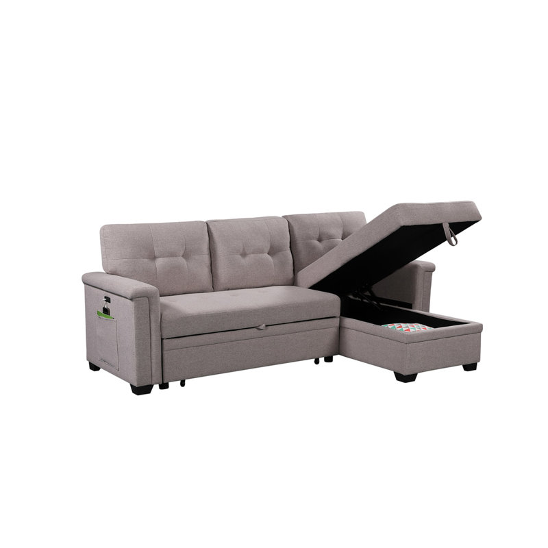 Reversible Sectional With Ports, Storage & 84" Width Sleeper, Ports 46" Wide Chaise