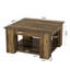Table basse 31,49 "carrée avec tablette de rangement, centre de table rustique en bois
