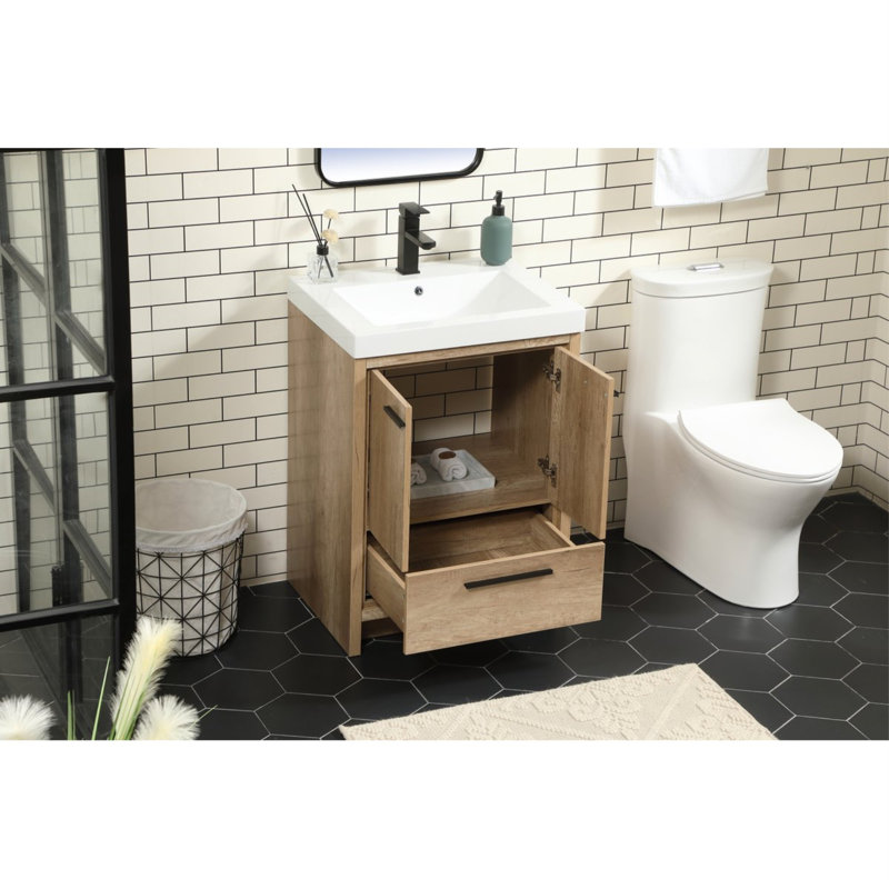 Enfield 24.02'' Single Bathroom Vanity with Top, Natural Oak