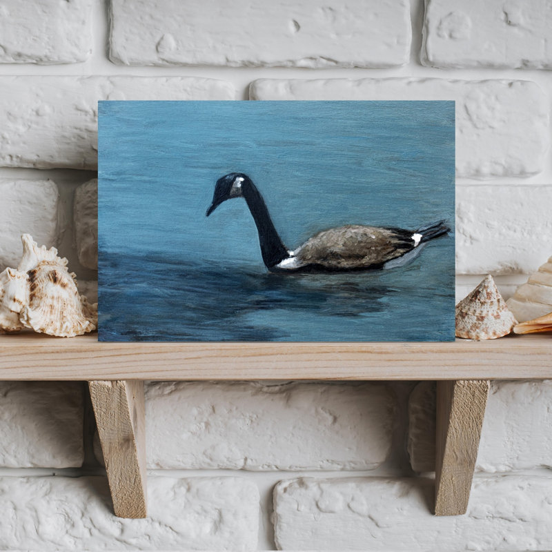 «Calm Contemporary Bird Goose», art mural, H 18 po x l 12 po