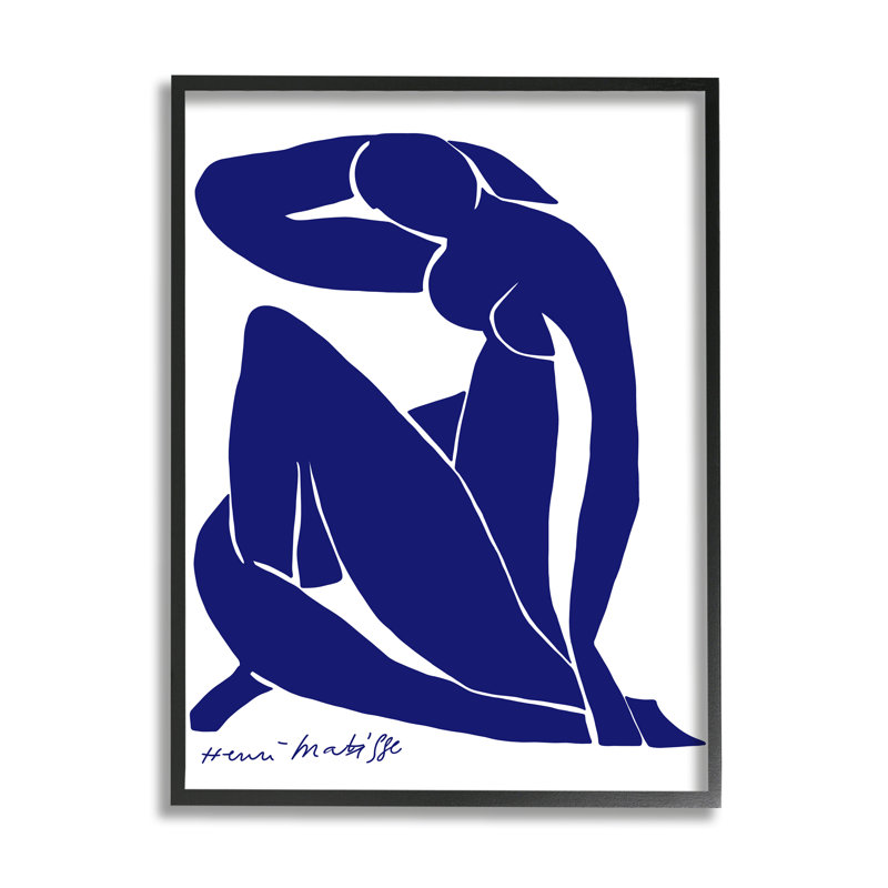 Minimal, abstrait, femme nue mauve, artiste matisse, H 30 po x l 24 po, Giclée encadrée noir minuit