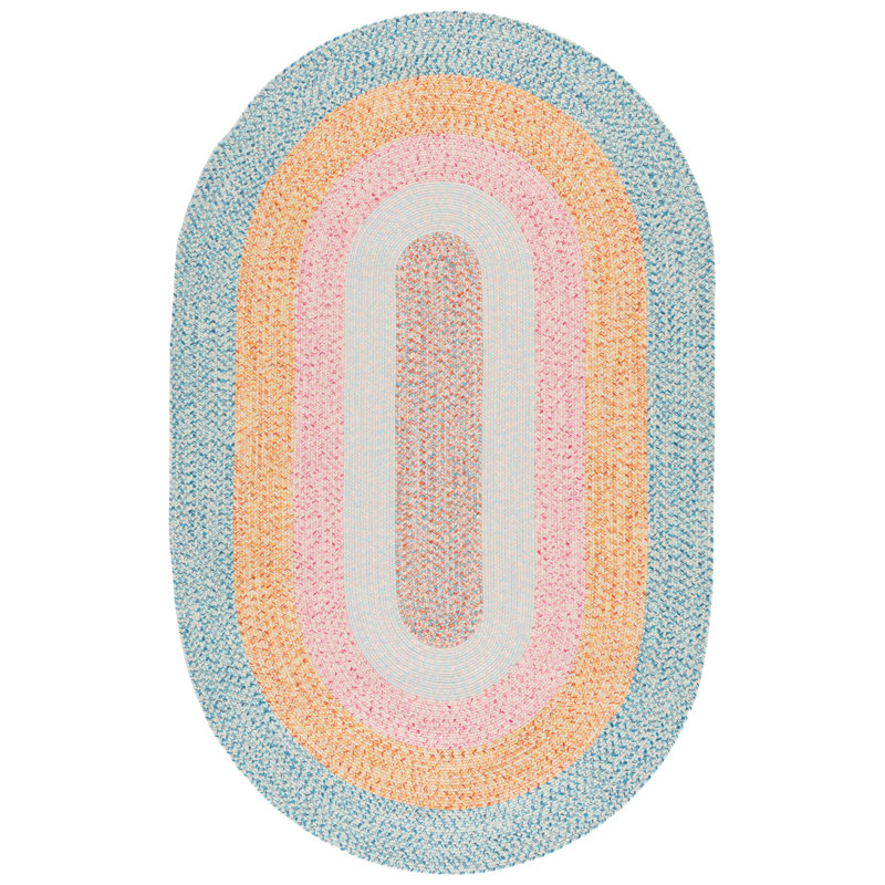 Korin Woven Performance Machine Washable Performance Chevron Indoor/Outdoor Area Rug, Oval 5' x 8'