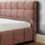 Très grand lit tapissier avec revêtement rose et tiroir - Tête de lit relaxante pour un sommeil confortable-130080436