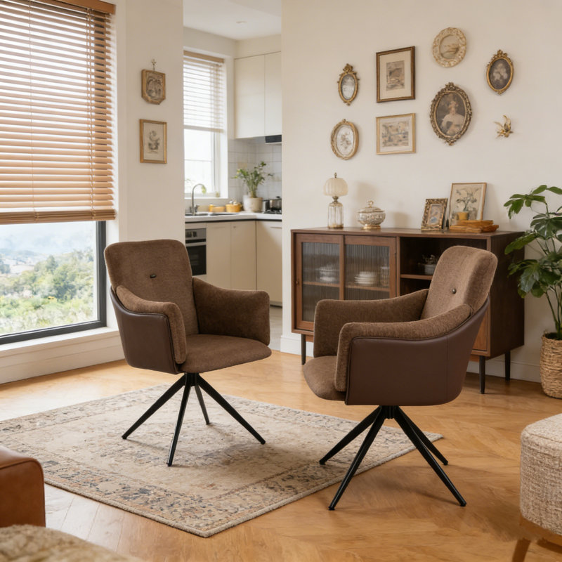 Chaises de bureau pivotantes à 360 °, Marron foncé
