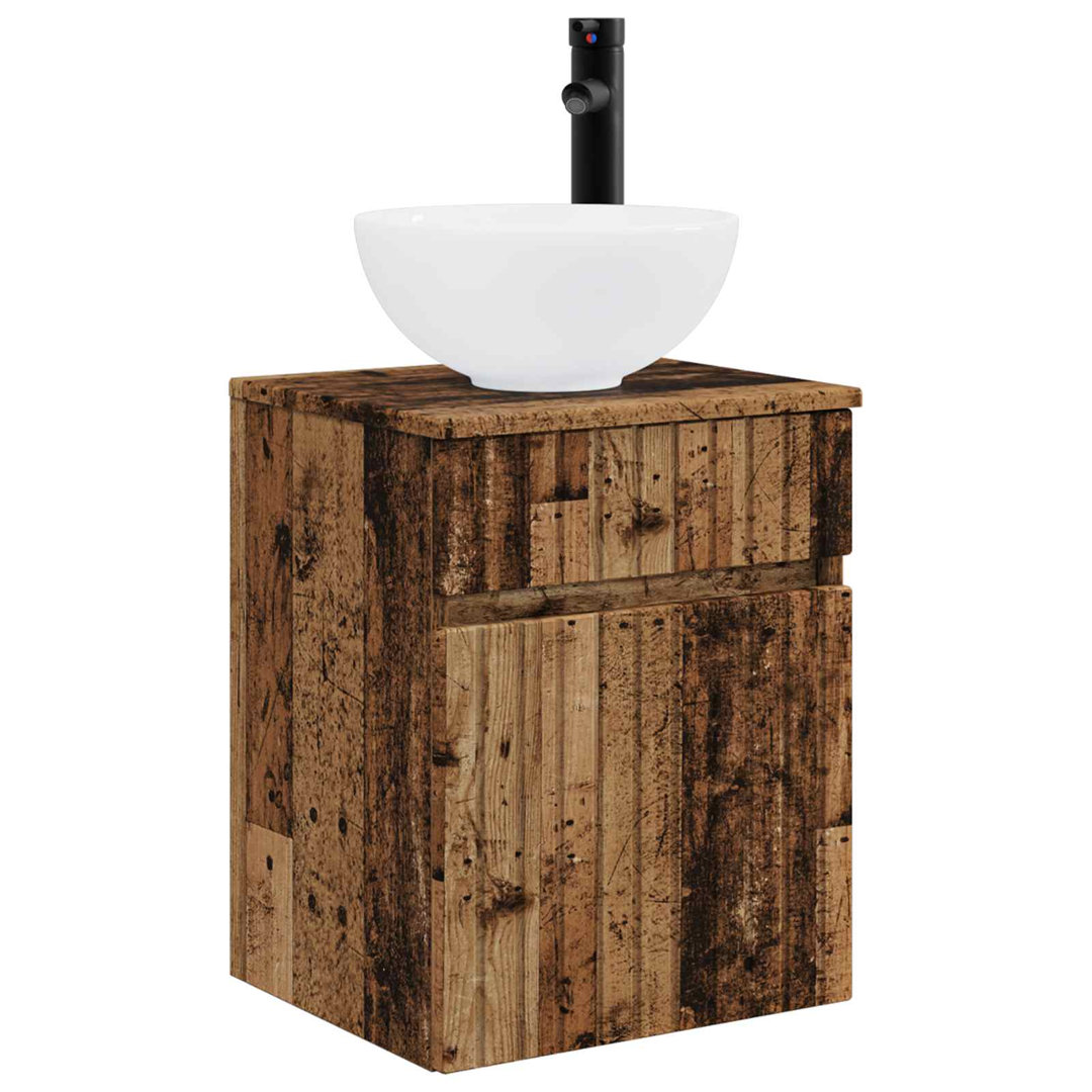Wall-Mounted Sink Vanity With Drawer Engineered Wood Bathroom Storage