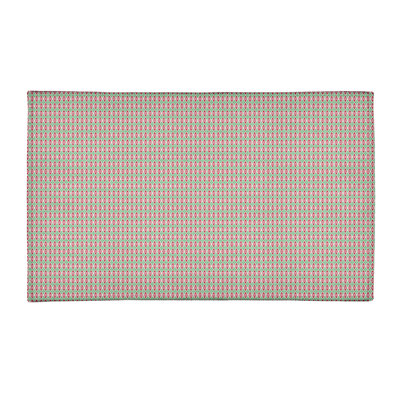Tapis rouge/vert fait main géométrique