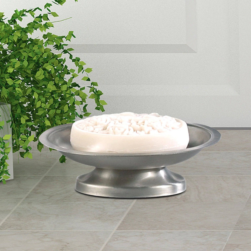 Porte-savon Oneita pour comptoir de salle de bain, douche et cuisine | Acier brossé