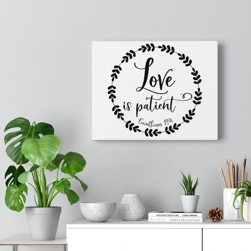 Love Is Patient Corinthians 13:4 1 Piece Wrapped Canvas Wall Art, 28cm H x 36cm W