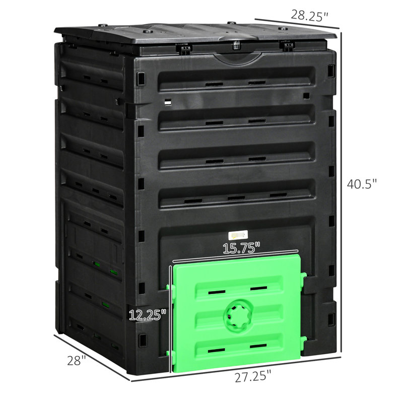 120 Gallon Compost Device From - , 80 Vents For Soil, 2 Sliding Doors, Strong & Portable, Black Garden Bin Gallons Quick Preparation, ,