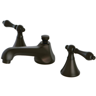 Kingston Brass Two-Handle 3-Hole Deck Mount Widespread Bathroom Faucet with Brass Pop-Up Drain