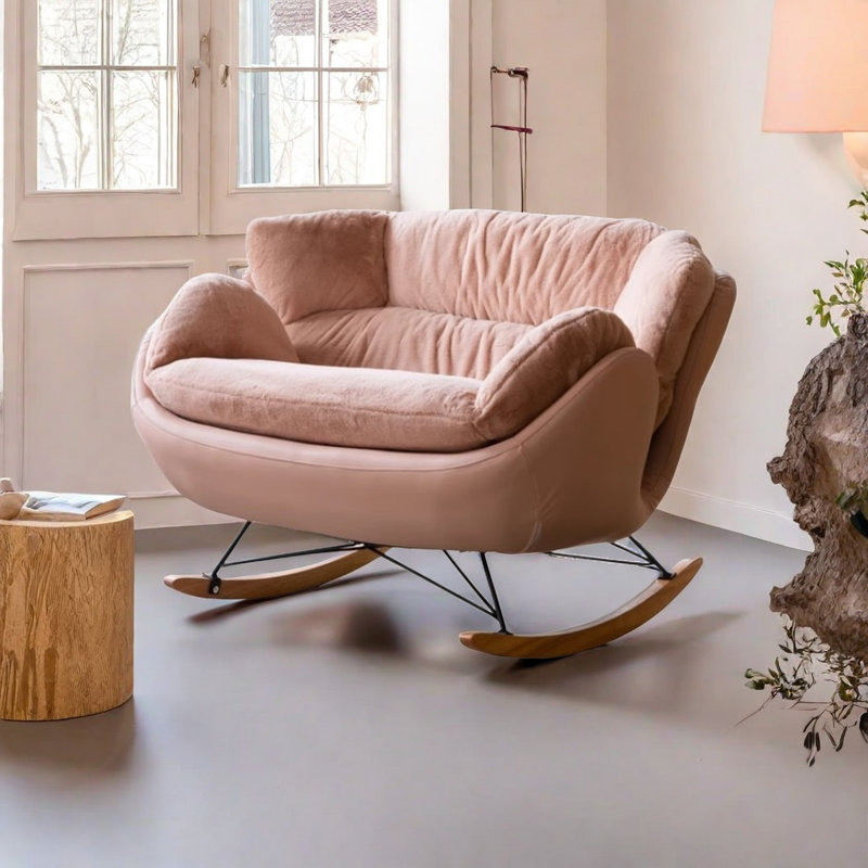 Chaise berçante double rose