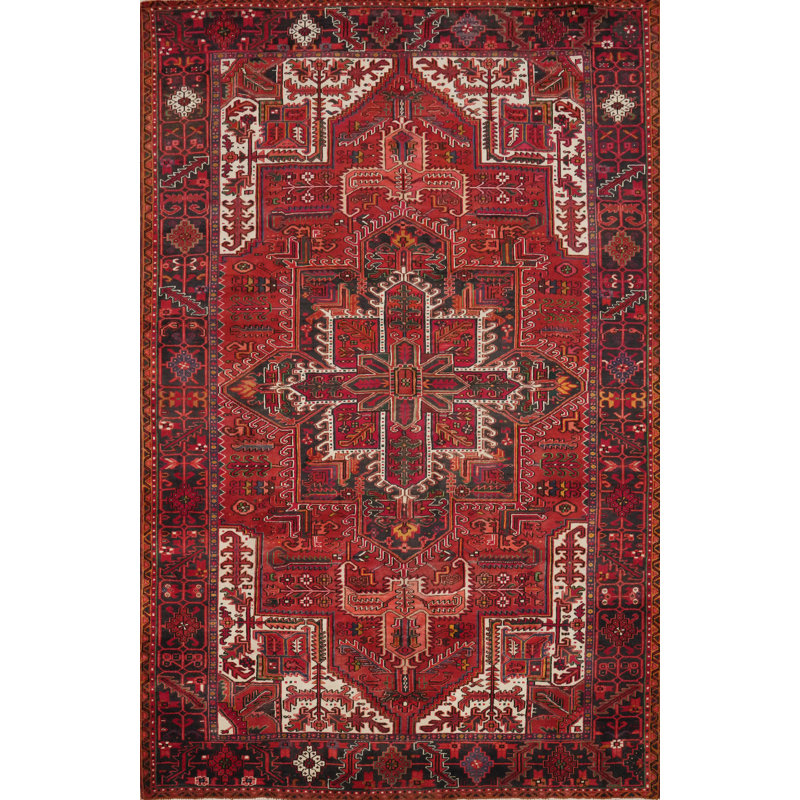 Tapis rouge à motif géométrique 8 x 11