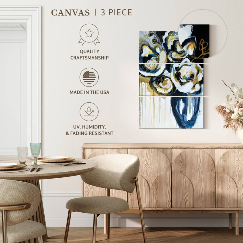 Avery en fleurs en bleu, H 57 po x l 36 po