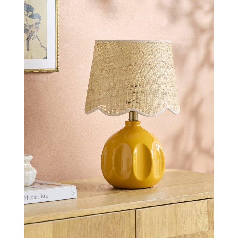 Lampe de table Amecia, Beige, Jute, Orange
