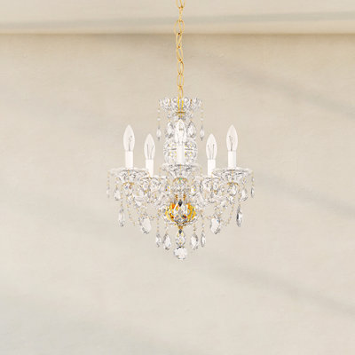Sterling 5 Light 16in x 18in Chandelier in Gold with Clear Heritage Handcut Crystals