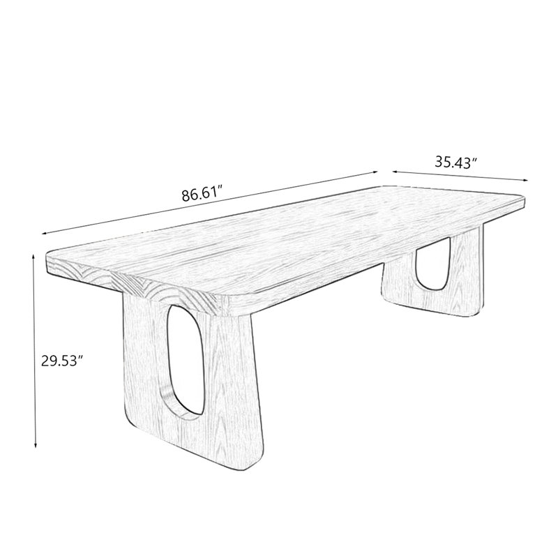 Bureau rectangulaire brun en bois massif, H 29,5 po x l 86,6 po x P 35,4 po