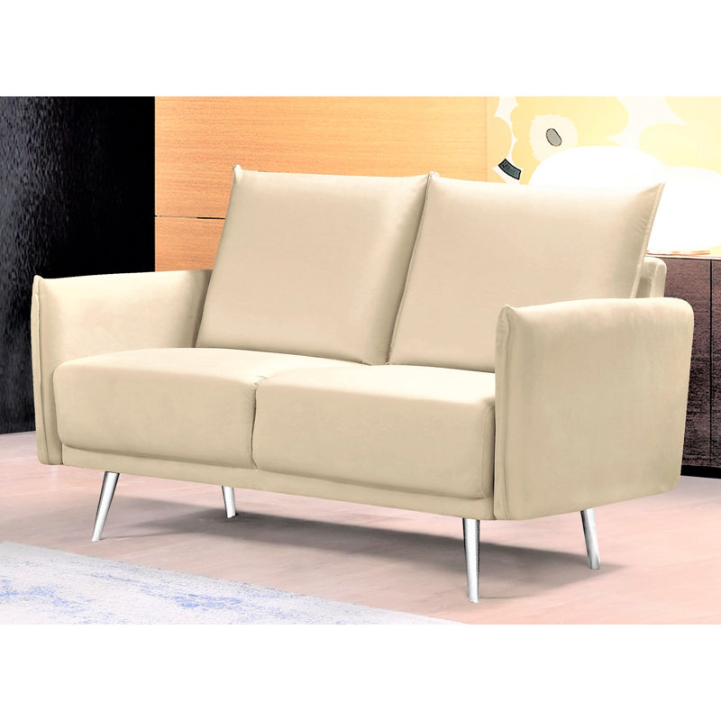 Causeuse en velours 50,8 po Kinlyn, Velours crème