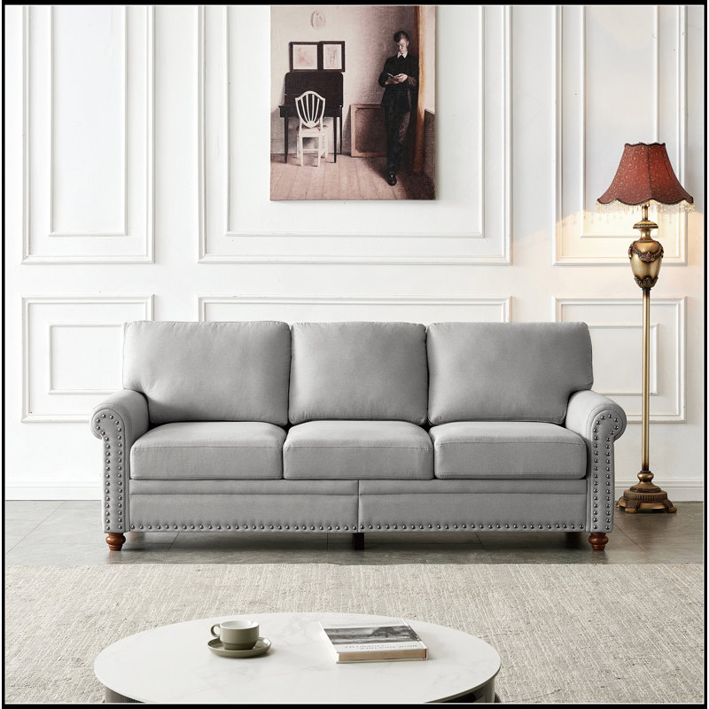 Linen Fabric Upholstery With Storage Sofa (Grey)