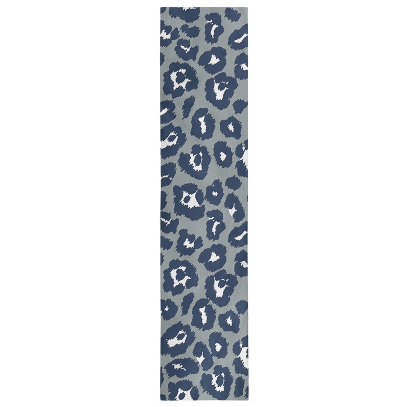 Animal Print Table Runner, Silver/Black/White, 90" x 16"