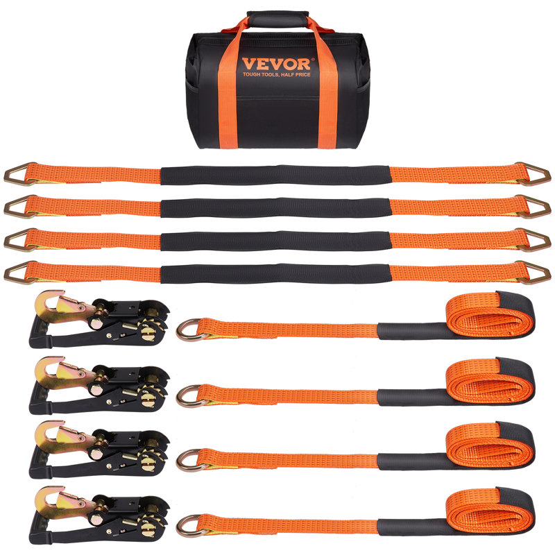 Ratchet Tie Down Straps Kit, 2" x 120" Tire Straps, 5512 LBS