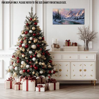 Winter Pictures Wall Decor - Winter Landscape Canvas Wall Art for Living Room, Winter Scene Pictures for Bedroom, Winter Tree Art for Home Decoration Frame Wrapped Canvas Artwork, 12×24 inches